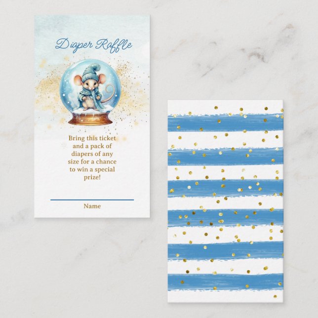 Winter Theme Baby Shower Diaper Raffle Ticket Enclosure Card (Front/Back)