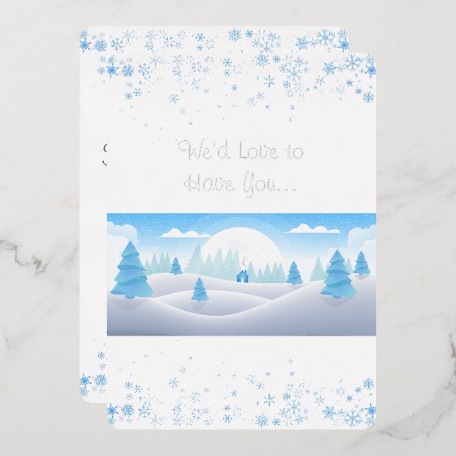 Winter Theme Christmas Holiday  Foil Invitation (Front/Back)