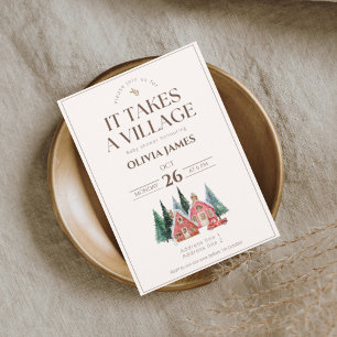 Winter theme it takes a village baby shower invitation