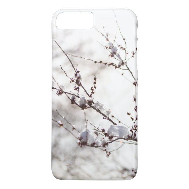Winter Theme. Plants Covered Snow Background Case-Mate iPhone Case (Back)