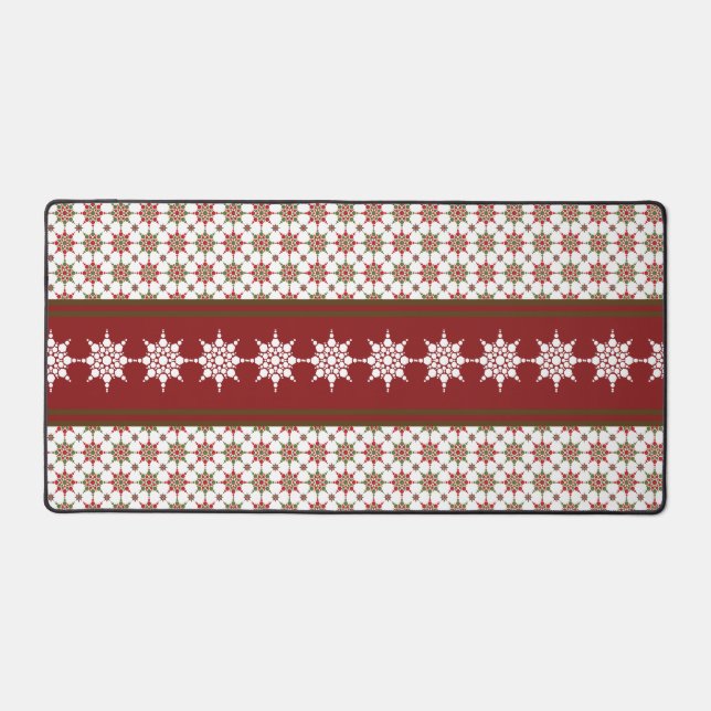 Winter Theme Snowflake Pattern Holiday Christmas Desk Mat (Front)