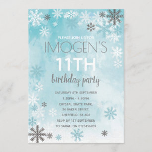 Winter themed birthday party invitation