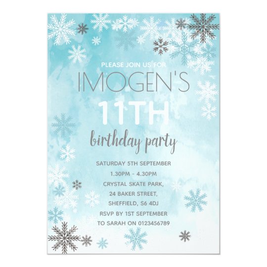 winter themed birthday party invitation zazzle com
