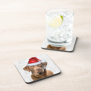 Winter Themed Chesapeake Bay Retriever Dog Beverage Coaster