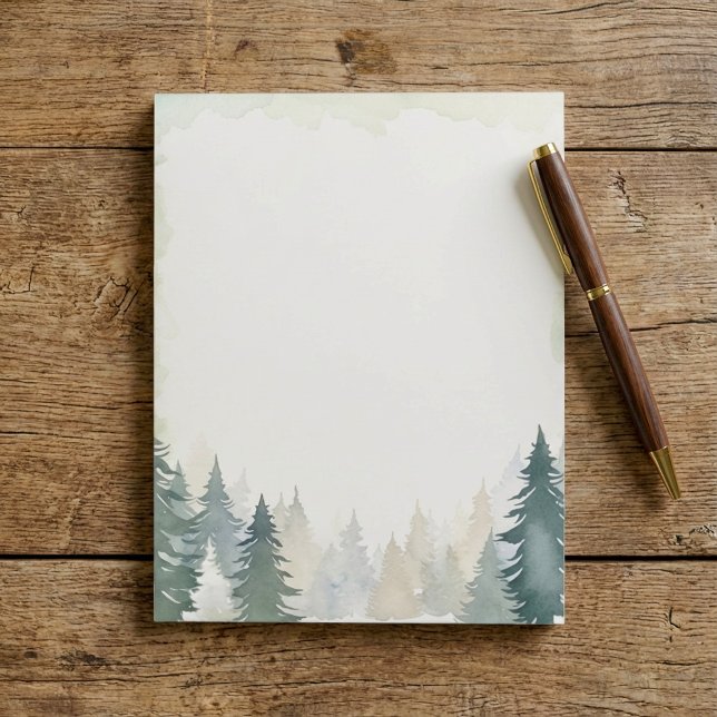 Winter themed green pine trees plain notepad (Winter themed green pine trees plain notepad)