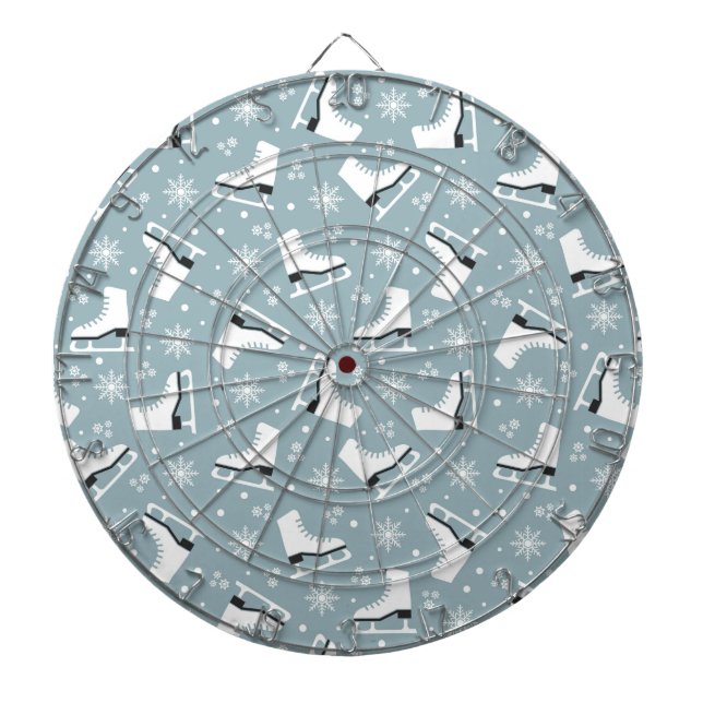 Winter themed pattern with ice skates dart board (Front)