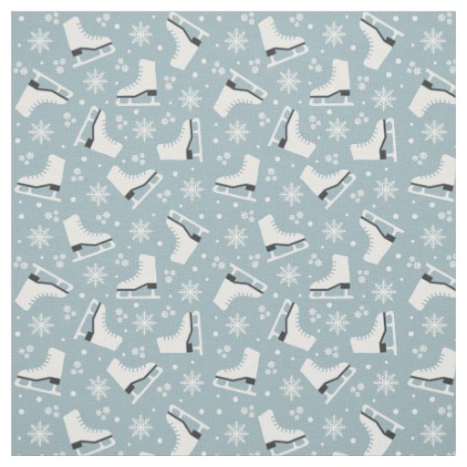 Winter themed pattern with ice skates fabric