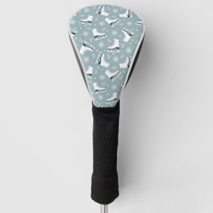Winter themed pattern with ice skates golf head cover