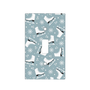 Winter themed pattern with ice skates light switch cover