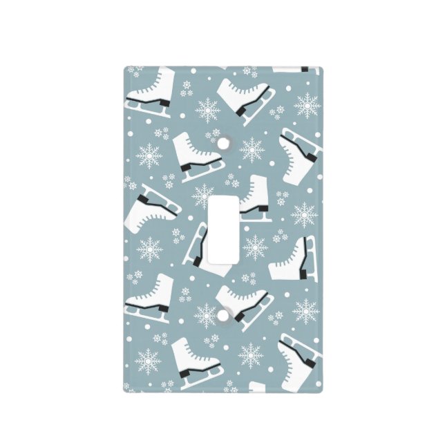 Winter themed pattern with ice skates light switch cover (Front)