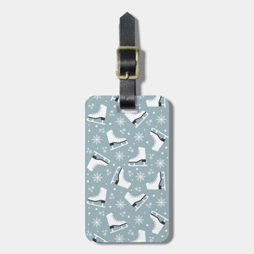 Winter themed pattern with ice skates luggage tag