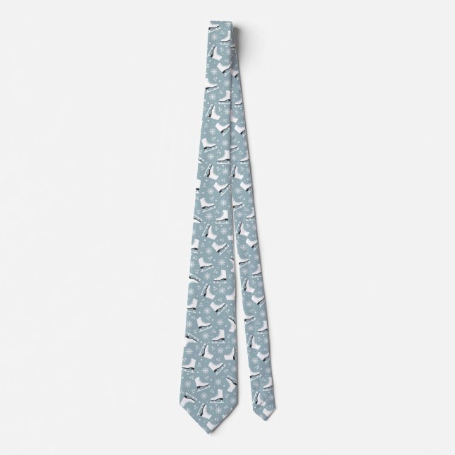 Winter themed pattern with ice skates neck tie (Front)