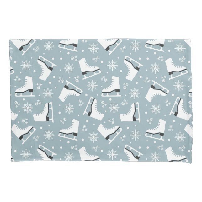Winter themed pattern with ice skates pillow case (Front)