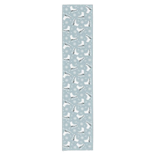 Winter themed pattern with ice skates short table runner