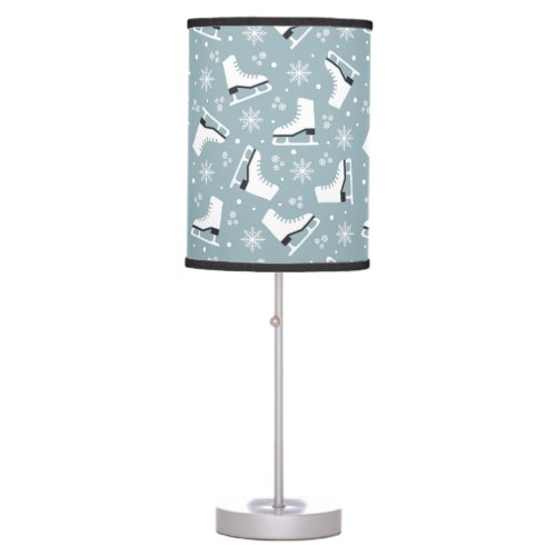 Winter themed pattern with ice skates table lamp