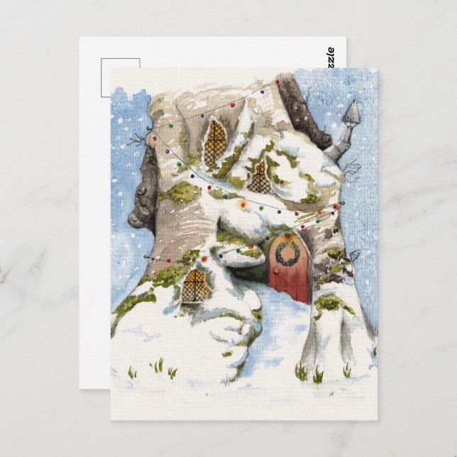 Winter themed watercolor postcard (Front/Back)