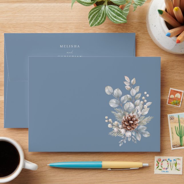 Winter-themed wedding "Winter Botanical" |  Envelope (Desk)