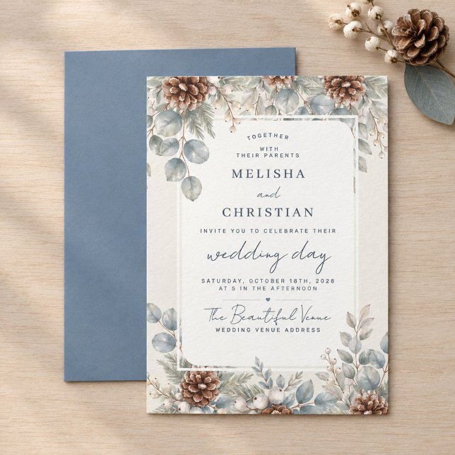 Winter-themed wedding "Winter Botanical" | Invitation (Creator Uploaded)