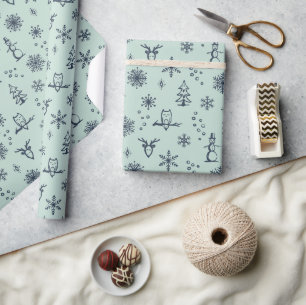 Winter Things Wrapping Paper - Mint + Dusk