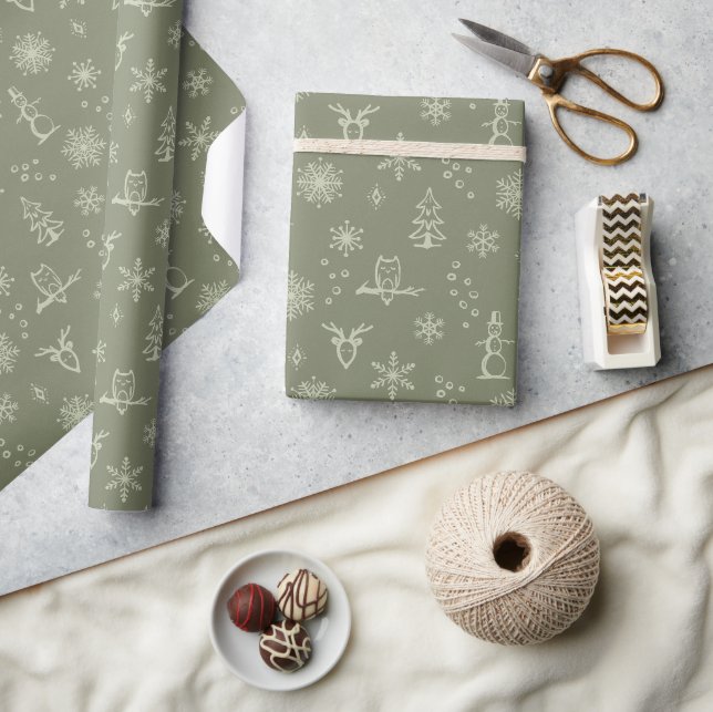 Winter Things Wrapping Paper - Sage + Tea (Crafts)