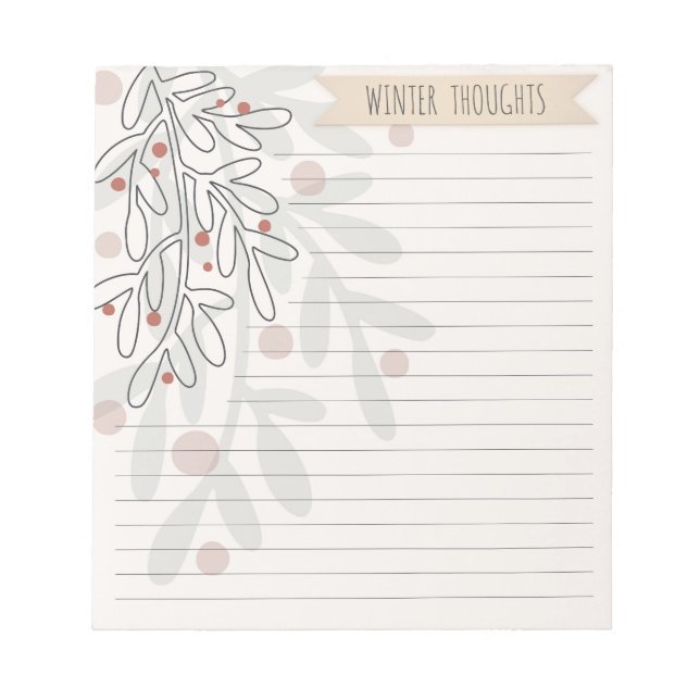 Winter thoughts hand drawn abstract mistletoe notepad (Front)