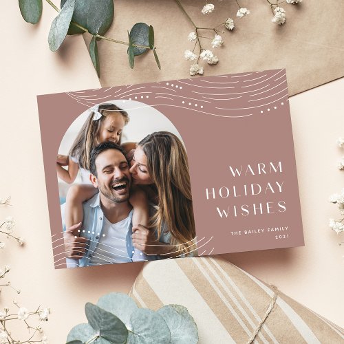 Winter Tidings  Single Photo Warm Wishes Holiday Card