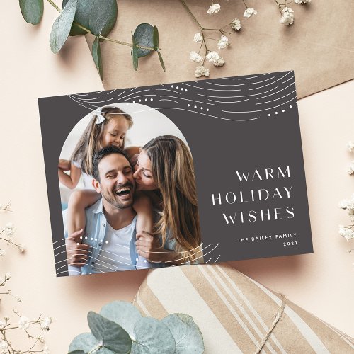 Winter Tidings  Single Photo Warm Wishes Holiday Card