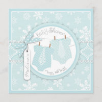 Winter Ties & Snowflakes Twin Boys Baby Shower Invitation