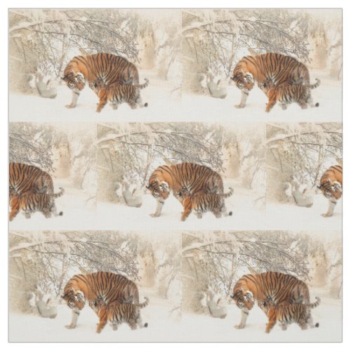 Winter Tigers custom fabric