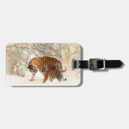 Winter Tigers custom luggage tag