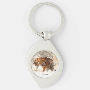 Winter Tigers custom monogram key chain