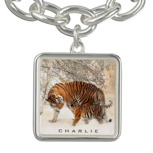 Winter Tigers custom name charm  bracelet
