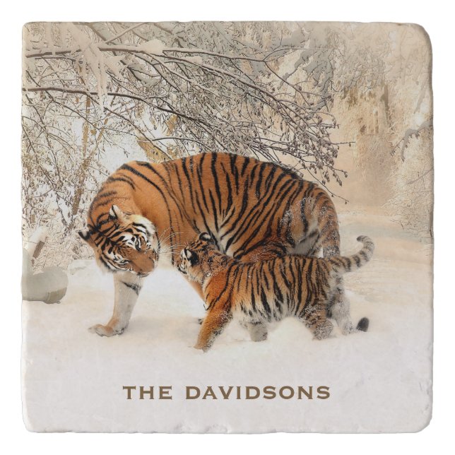 Winter Tigers custom name trivets (Front)