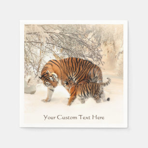 Winter Tigers custom paper napkins