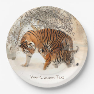 Winter Tigers custom paper plates