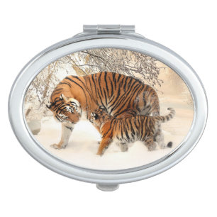 Winter Tigers pocket mirror