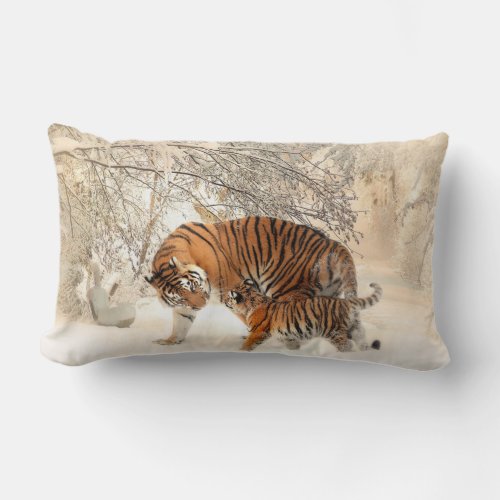 Winter Tigers throw pillow