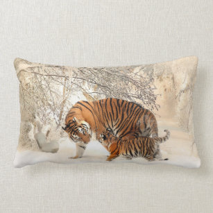 Winter Tigers throw pillow