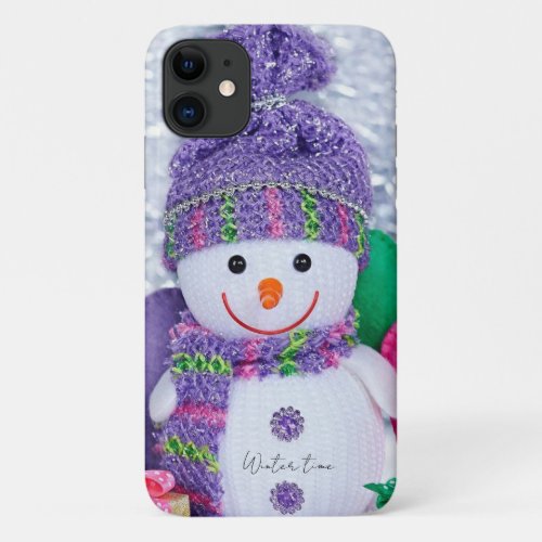 Winter time design with cute snowman iPhone 11 case