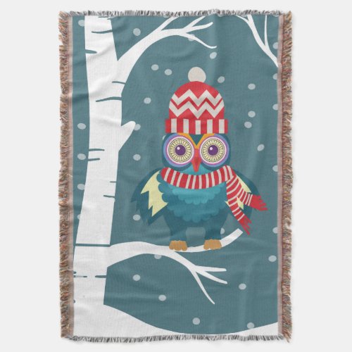 Winter Time Owl Throw Blanket