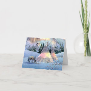 WINTER TIPI CAMP by SHARON SHARPE Holiday Card