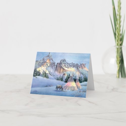 WINTER TIPI CAMP by SHARON SHARPE Holiday Card