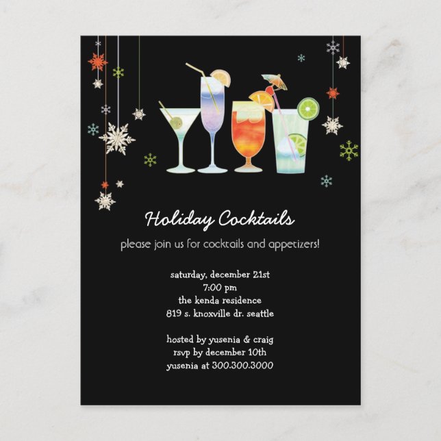 Winter Toast Fun Holiday Cocktail Party Postcard (Front)