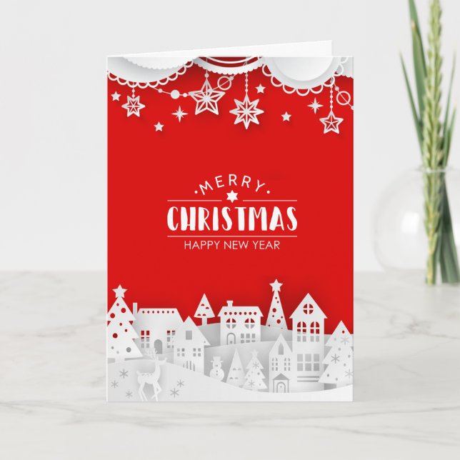 Winter Town Christmas Greeting Card (v1) (Front)