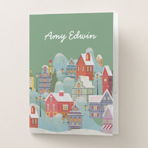 Winter Town Christmas Pocket Folder