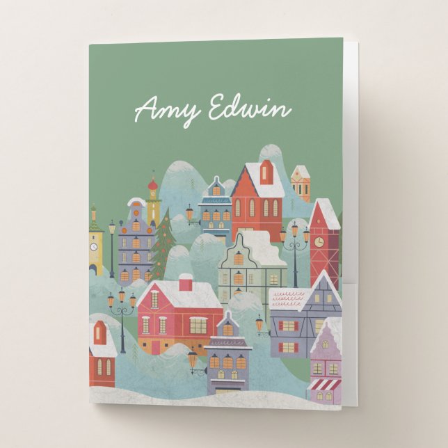Winter Town Christmas Pocket Folder (Front)