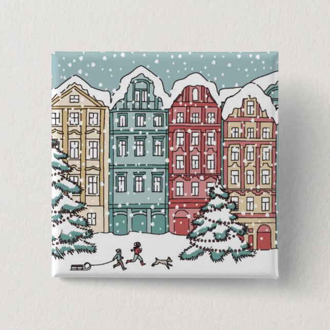 Winter Town Scene Button (Front)