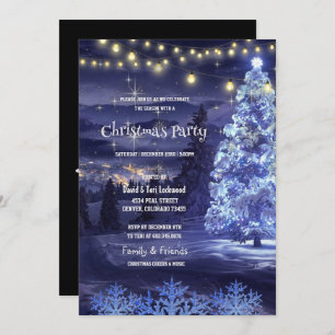 Winter Town Tree Lights Christmas Party Invitation