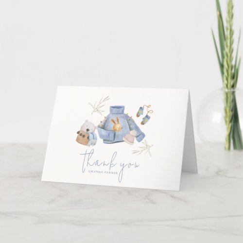 Winter Toys Clothes Baby Shower Thank You Card