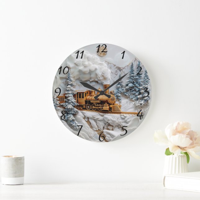 Winter train journey, elegance large clock (Home)